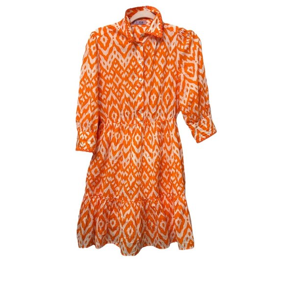 st barth cotton dress medium Orange Ruffle Cottagecore Quiet Luxury Italian - Picture 1 of 12